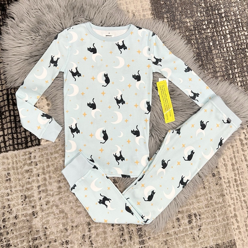 Crewcuts Girls Blue Long‎ Sleeve Cat 2 Piece Sleep Set Size 10 New With Tags $60